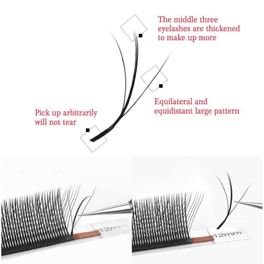 3D-W Three-Core Triple Tips Lash Extensions – 0.07mm