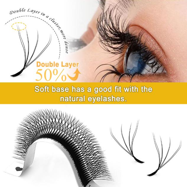 6D-W Premade Volume Fans – Double 3D-W Shape Lashes Extensions