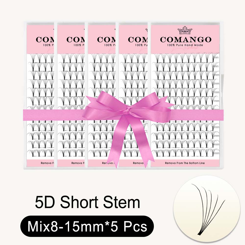 5 pcs 3D 4D 5D 6D Premade Volume Fans Short Stem 0.07
