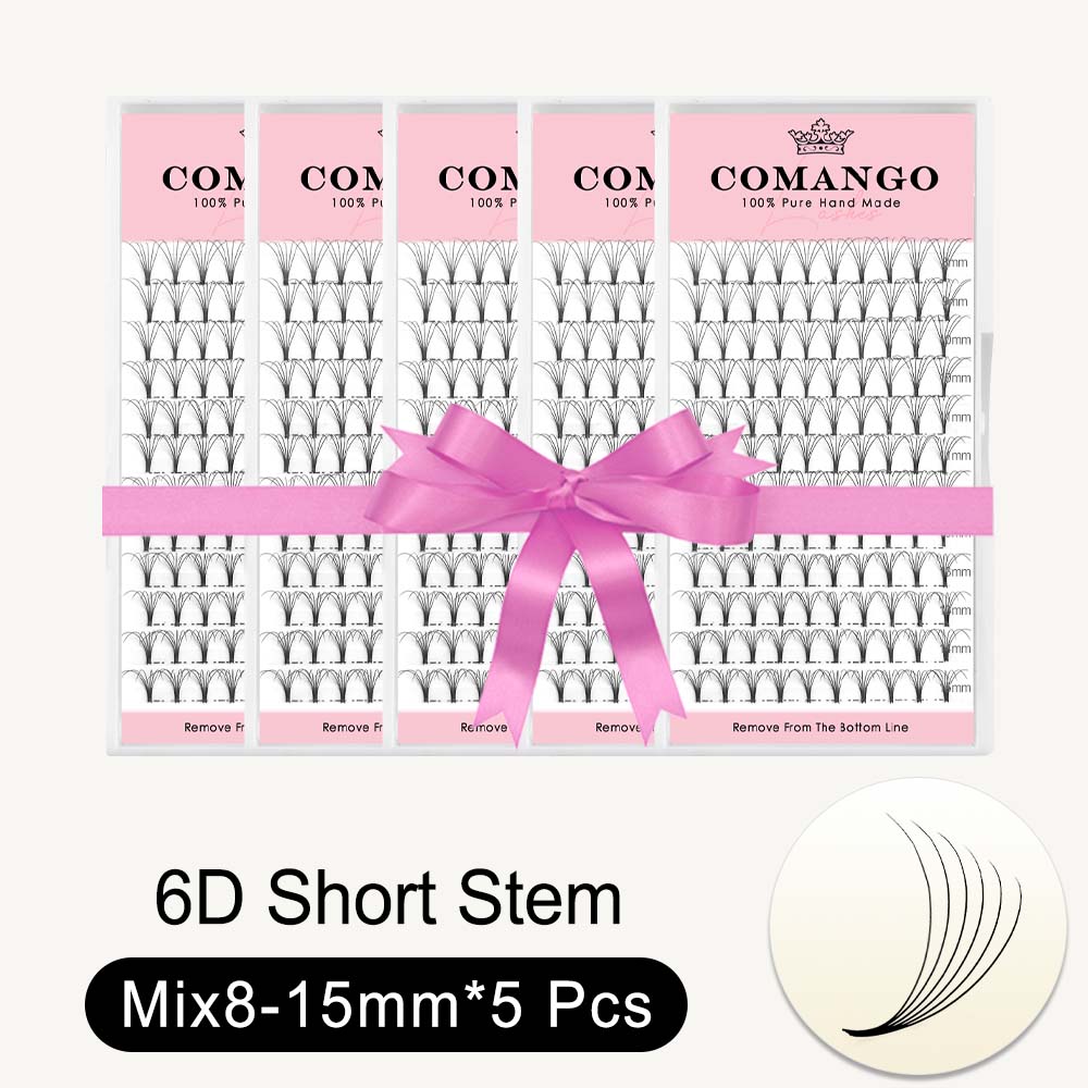 5 pcs 3D 4D 5D 6D Premade Volume Fans Short Stem 0.07