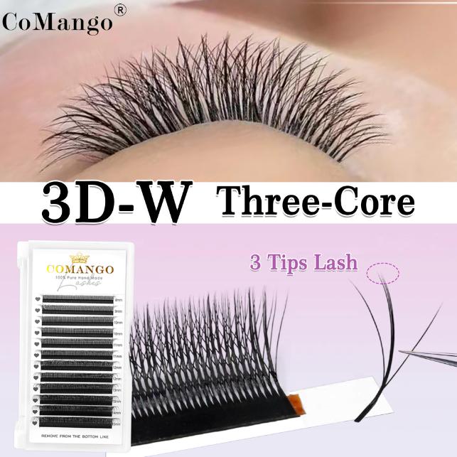 3D-W Three-Core Triple Tips Lash Extensions – 0.07mm