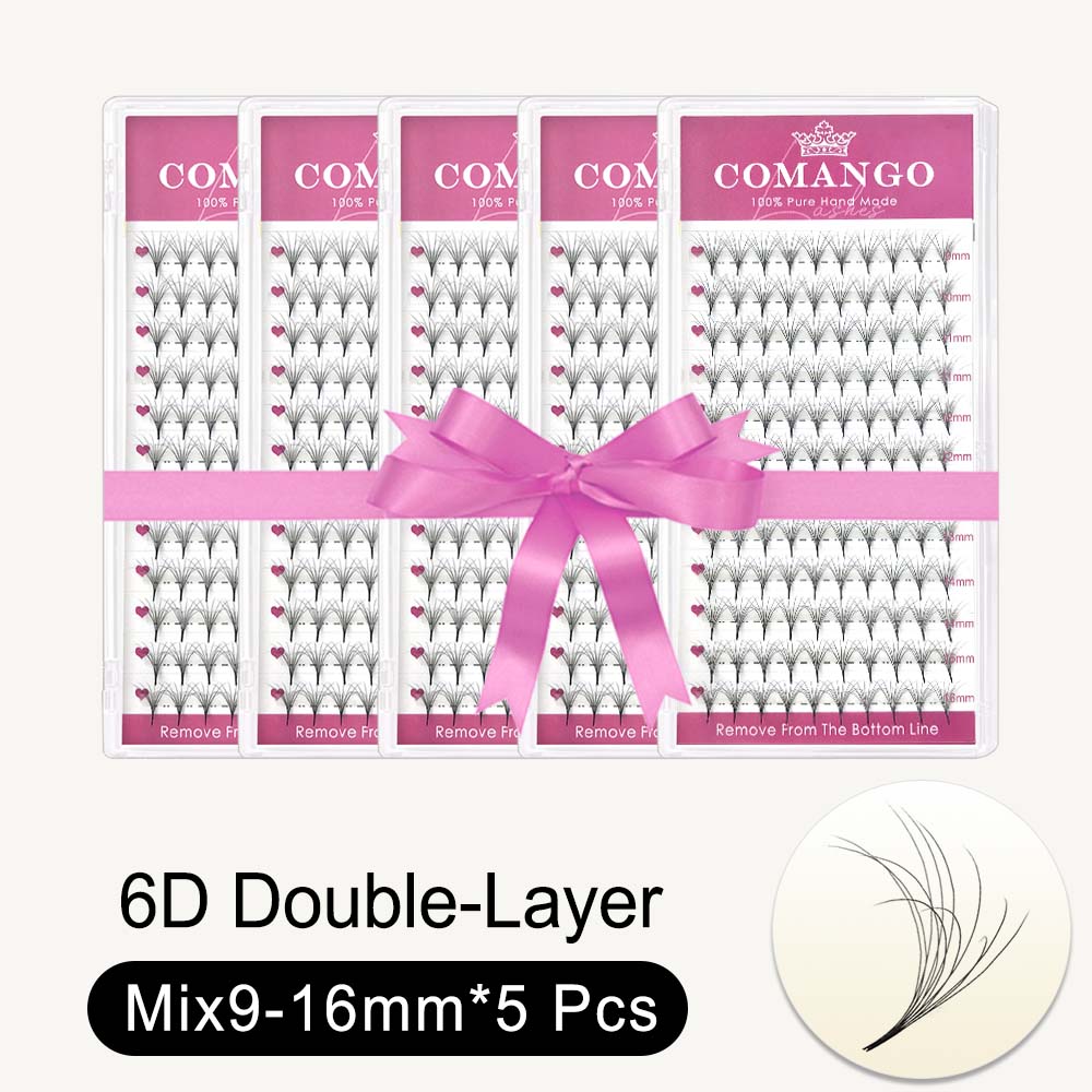 5pcs 6D Double-Layer Fluffy Premade Volume Fans 0.07