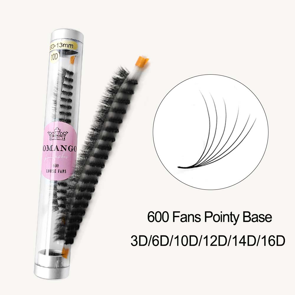 CoMango Lashes high-quality 600 pointy base premade volume fans lash extensions tray for salon lash artists