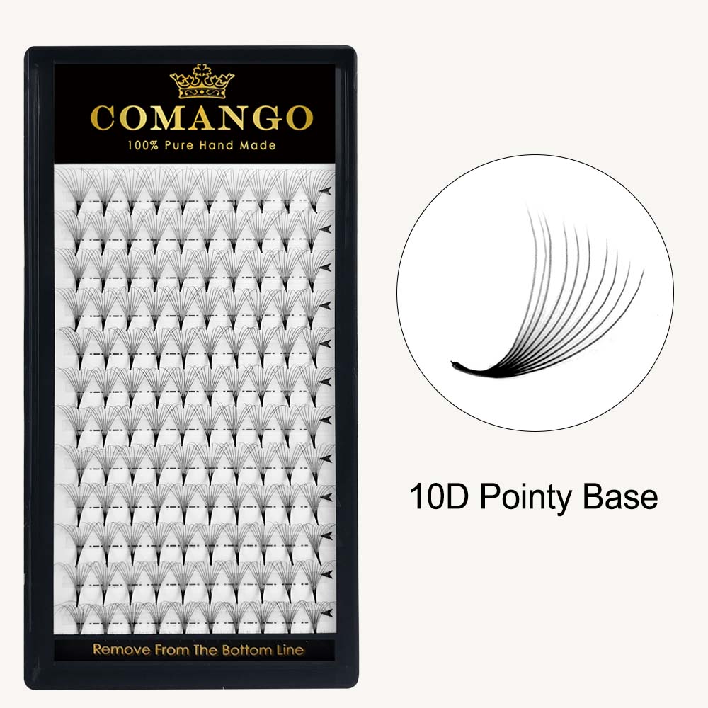 CoMango Lashes high-quality 0.07 10D pointy base premade volume fans lash extensions tray for salon lash artists