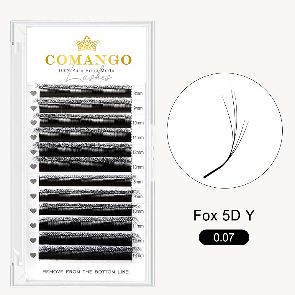 CoMango Lashes 5D Fox YY lash extensions 0.07, fluffy volume for fox eye effect, professional eyelash application