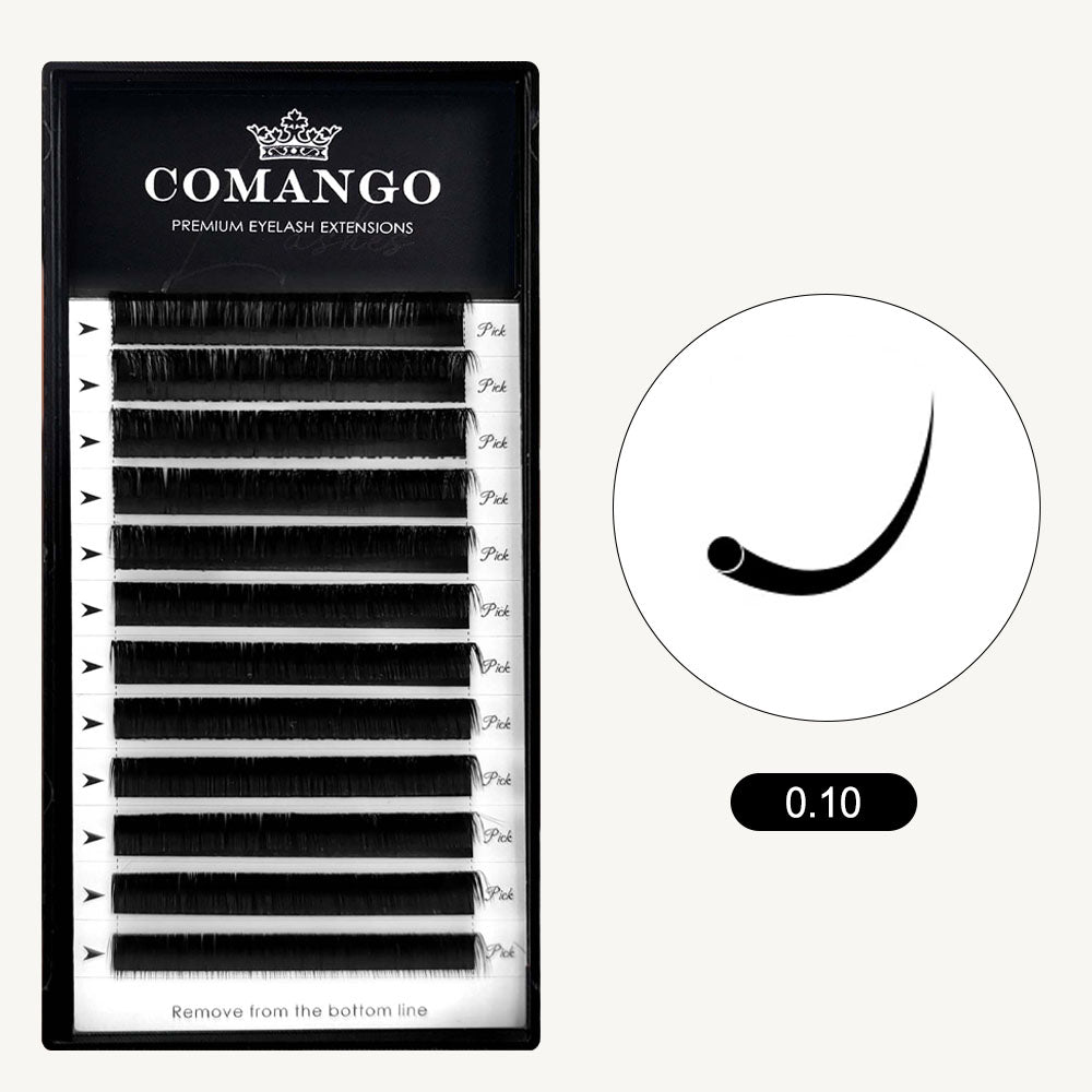 CoMango Lashes high-quality 0.10 classic volume lashes extensions in matte black for salon lash artists