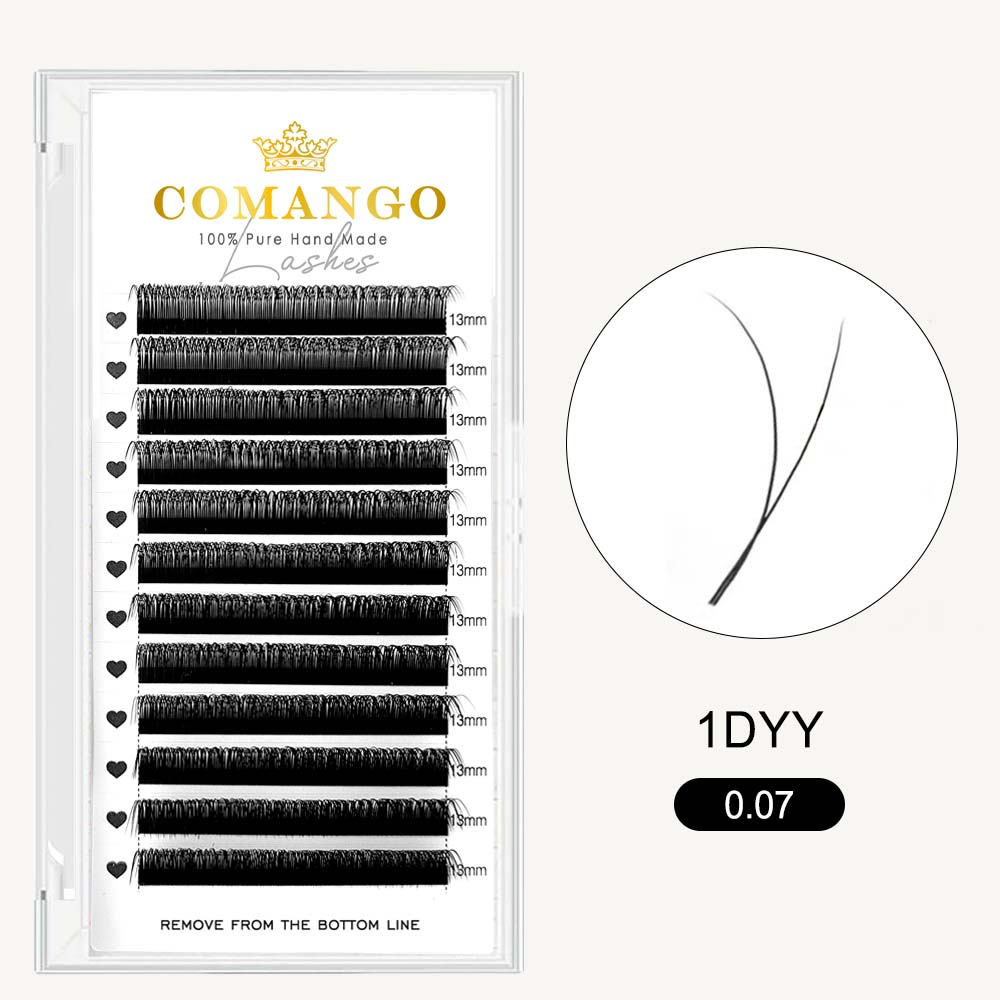 1D YY Lash Extensions 0.07 by Comango – lightweight, soft lashes for natural and fluffy volume looks