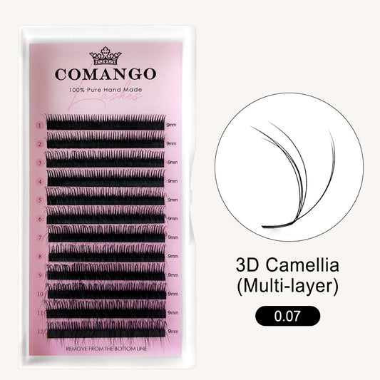 CoMango Lashes 3D multi-layer fluffy Camellia lash extensions for professional voluminous lash styling