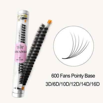 CoMango Lashes high-quality 600 pointy base premade volume fans lash extensions tray for salon lash artists