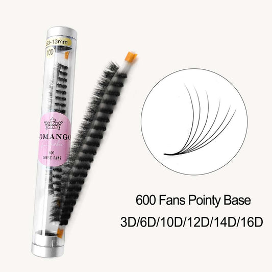 CoMango Lashes high-quality 600 pointy base premade volume fans lash extensions tray for salon lash artists
