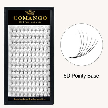 CoMango Lashes 6D premade volume fans 0.07 pointy base lash extensions tray for professional eyelash application