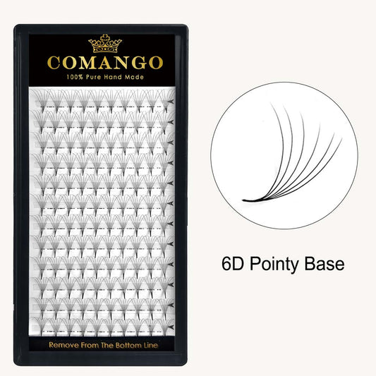 CoMango Lashes 6D premade volume fans 0.07 pointy base lash extensions tray for professional eyelash application