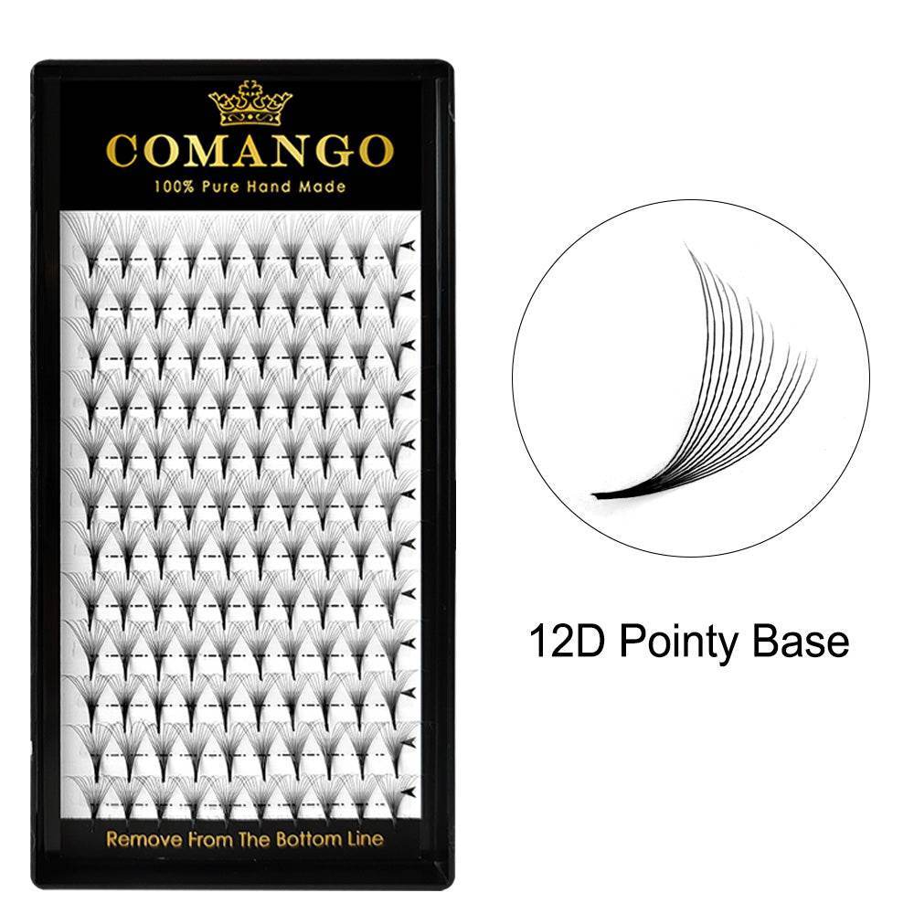 CoMango Lashes high-quality 0.05 12D pointy base premade volume fans lash extensions tray for salon lash artists