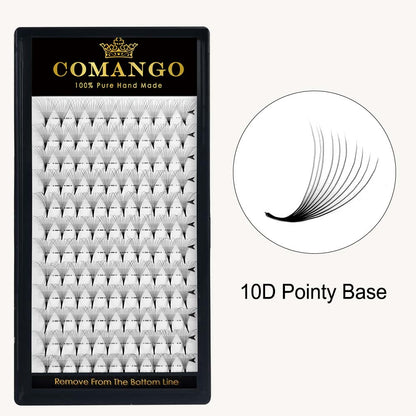 CoMango Lashes high-quality 0.07 10D pointy base premade volume fans lash extensions tray for salon lash artists