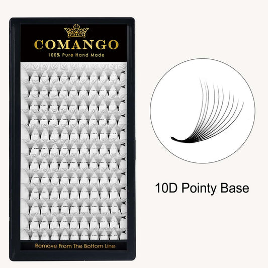 CoMango Lashes high-quality 0.07 10D pointy base premade volume fans lash extensions tray for salon lash artists