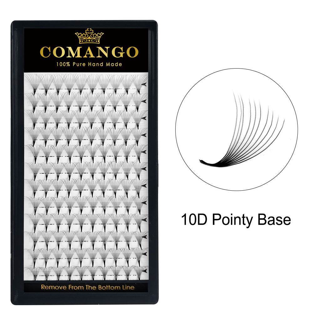 CoMango Lashes high-quality 0.07 10D pointy base premade volume fans lash extensions tray for salon lash artists