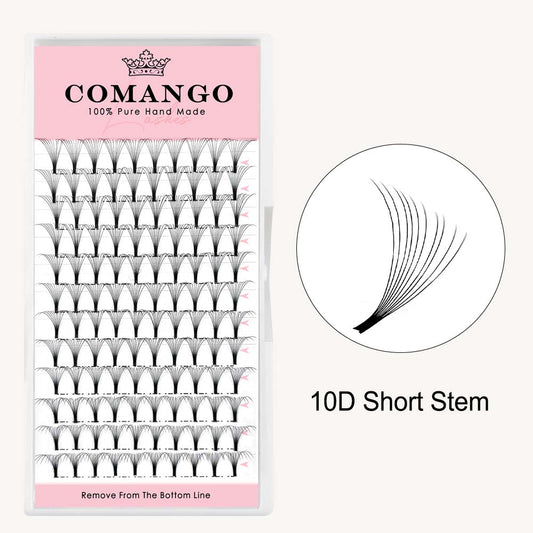 CoMango Lashes 10D premade volume fans short stem lash extensions 0.07 for professional eyelash application