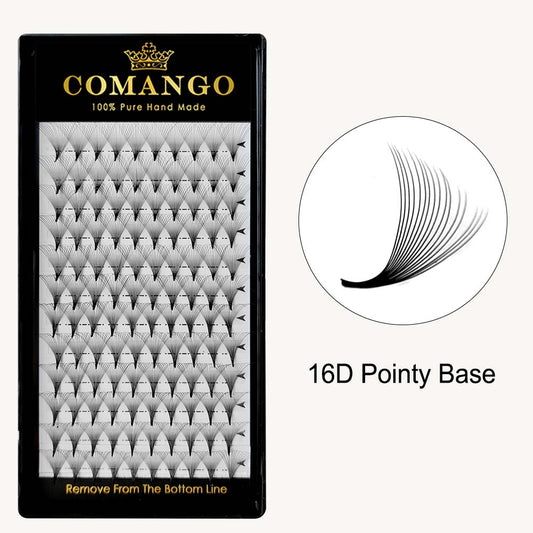 CoMango Lashes 16D premade volume fans 0.05 pointy base lash extensions tray for professional eyelash application