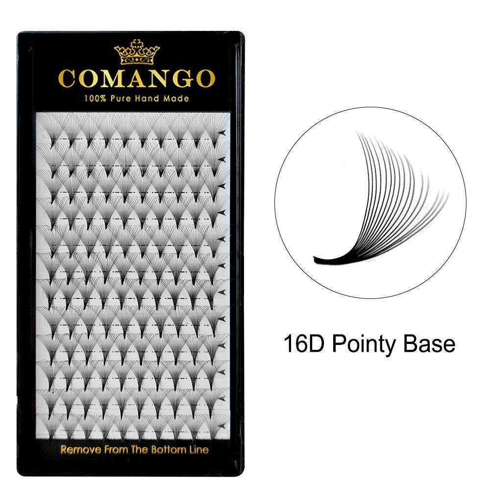 CoMango Lashes 16D premade volume fans 0.05 pointy base lash extensions tray for professional eyelash application