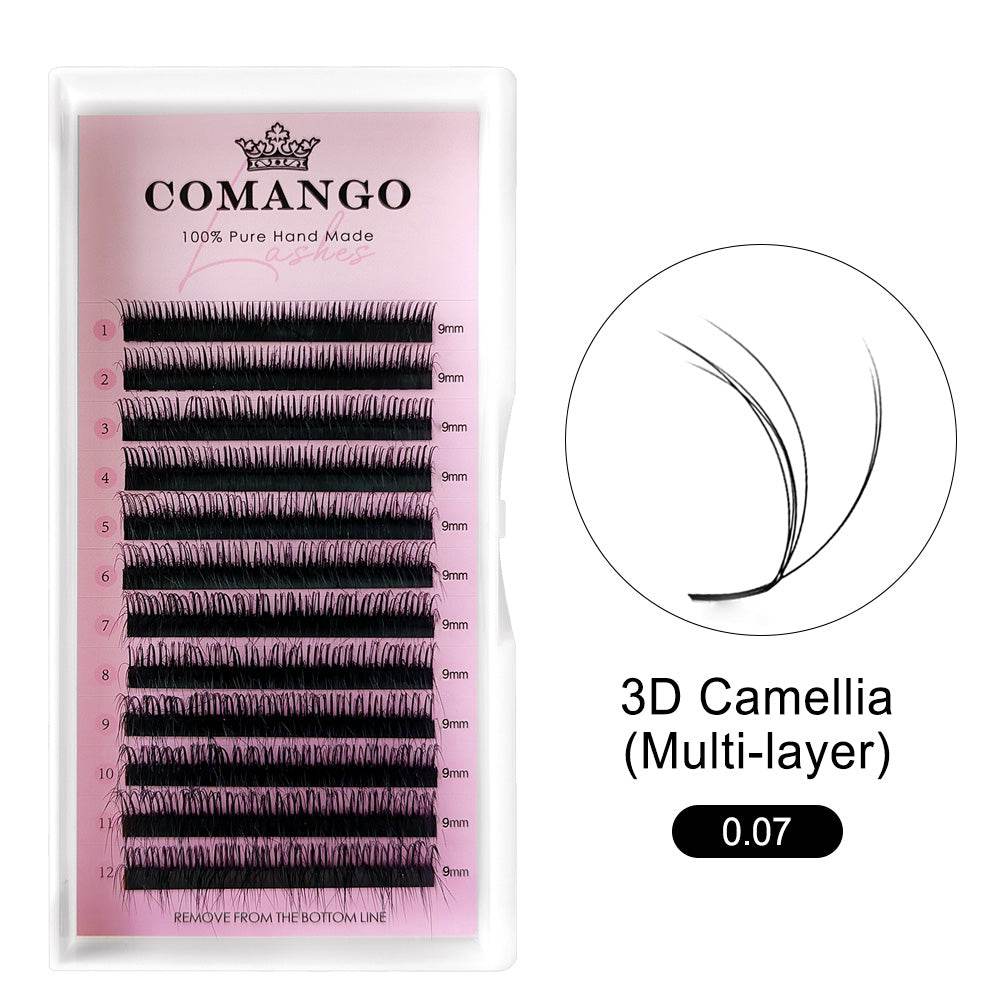 CoMango Lashes 3D multi-layer fluffy Camellia lash extensions for professional voluminous lash styling