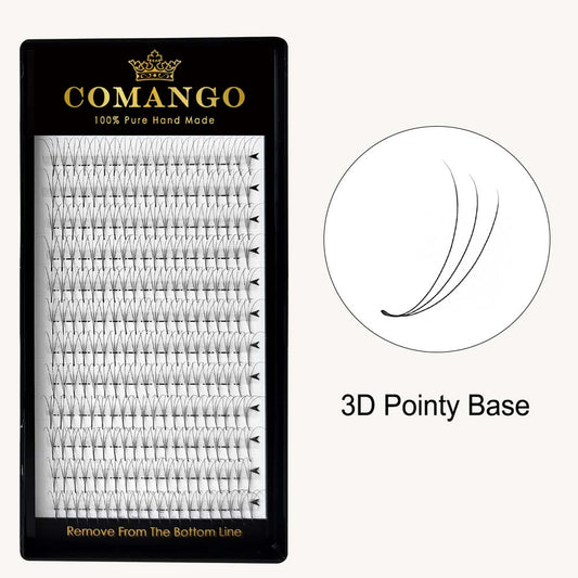 CoMango Lashes 3D premade volume fans 0.07 pointy base lash extensions tray for professional eyelash application