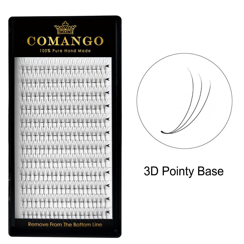 CoMango Lashes 3D premade volume fans 0.07 pointy base lash extensions tray for professional eyelash application
