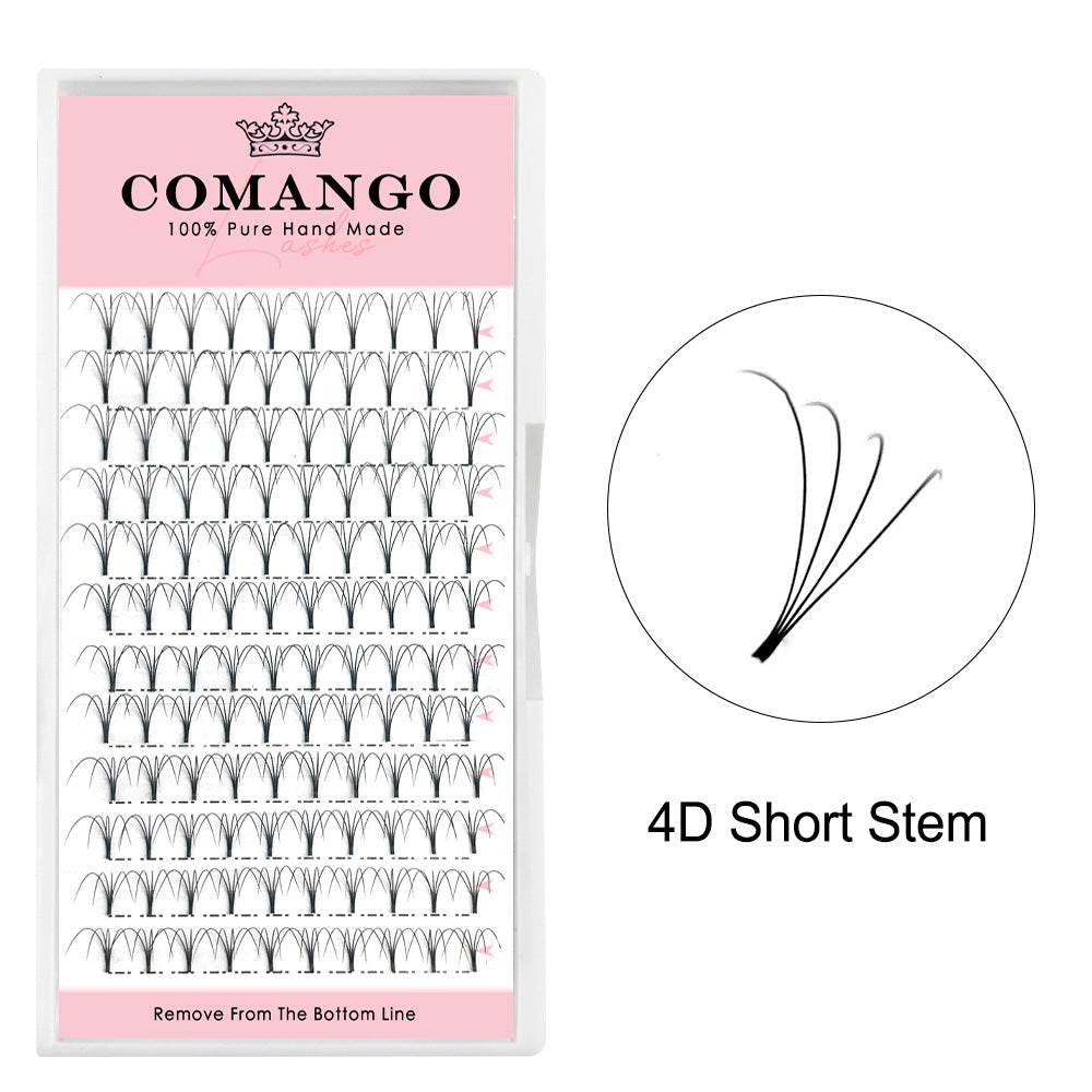 CoMango Lashes 4D premade volume fans short stem lash extensions in 0.07 and 0.10 thickness for professional eyelash application