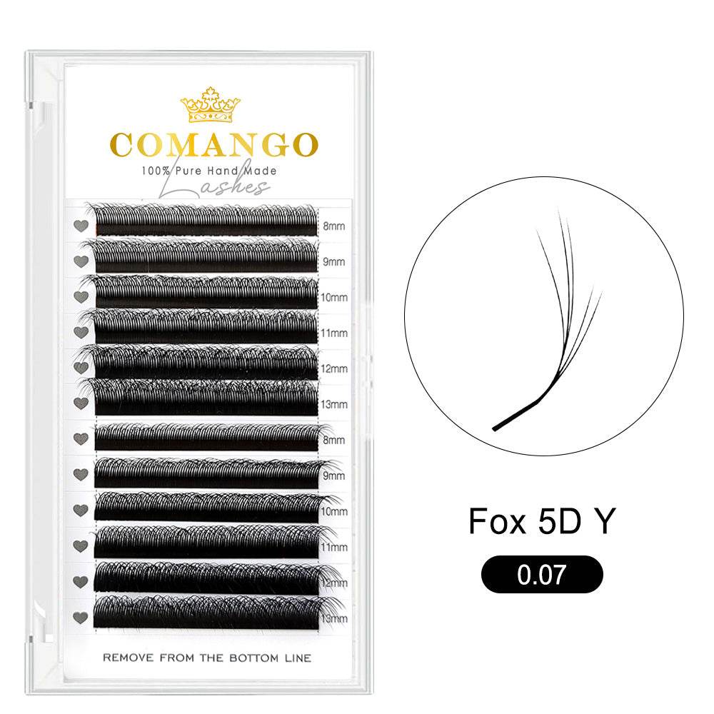 CoMango Lashes 5D Fox YY lash extensions 0.07, fluffy volume for fox eye effect, professional eyelash application