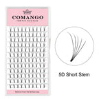 CoMango Lashes 5D premade volume fans short stem lash extensions in 0.07 and 0.10 thickness for professional eyelash application