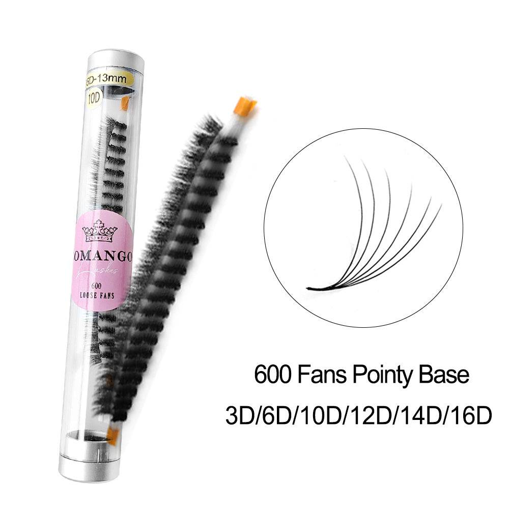 CoMango Lashes high-quality 600 pointy base premade volume fans lash extensions tray for salon lash artists