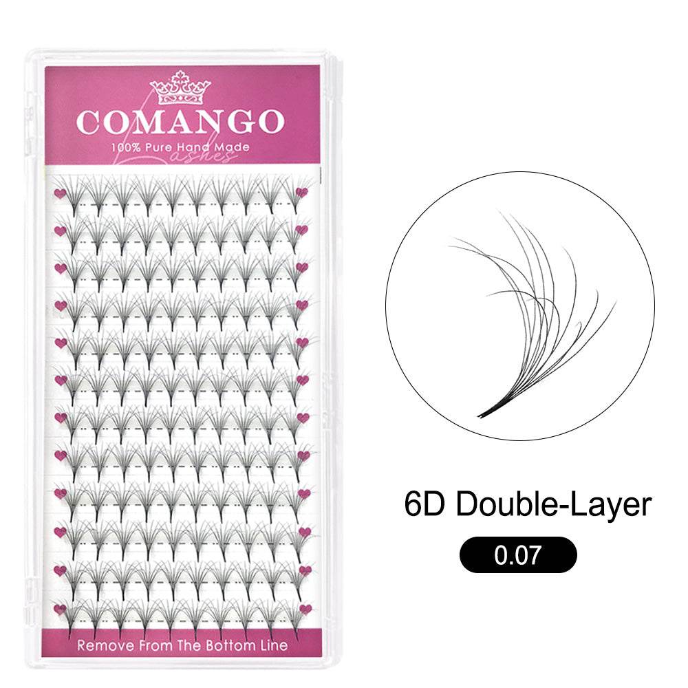 CoMango Lashes 6D double-layer fluffy premade volume fans 0.07 lash extensions tray for professional eyelash application