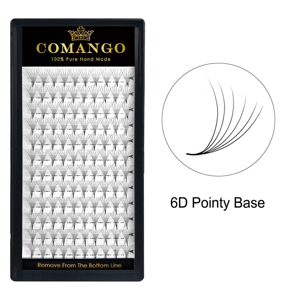 CoMango Lashes 6D premade volume fans 0.07 pointy base lash extensions tray for professional eyelash application