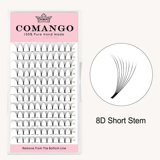 CoMango Lashes 8D premade volume fans short stem lash extensions 0.07 for professional eyelash application