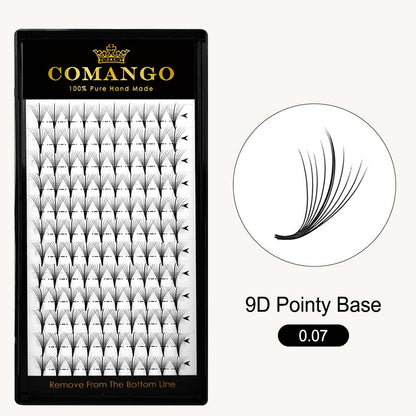 CoMango Lashes 9D wispy premade volume fans lash extensions tray for professional eyelash application