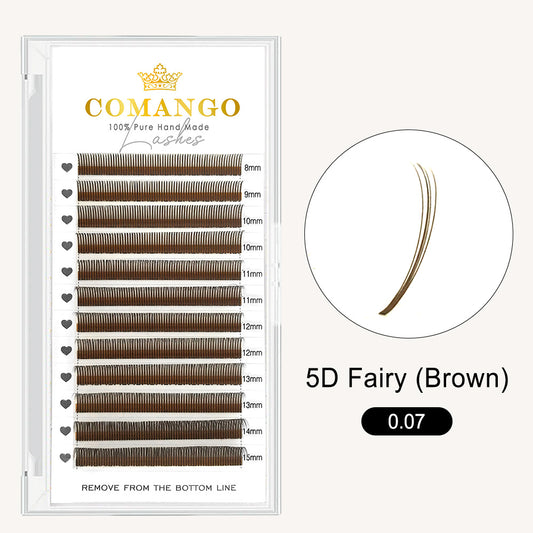 CoMango Lashes brown 5D Fairy Spike lash extensions 0.07, voluminous and whimsical design for fantasy-inspired lash looks