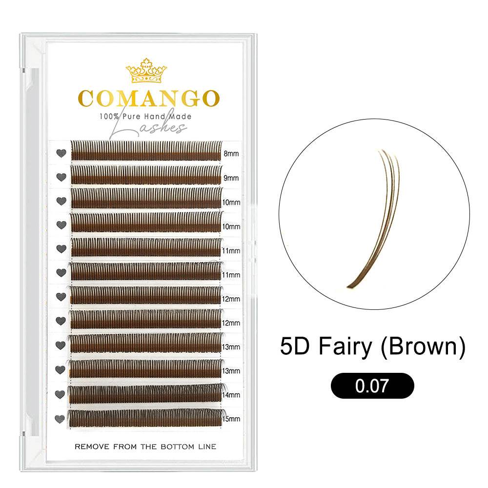 CoMango Lashes brown 5D Fairy Spike lash extensions 0.07, voluminous and whimsical design for fantasy-inspired lash looks