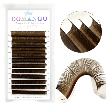CoMango Lashes classic colored lash extensions 0.07mm in dark brown, natural yet voluminous lashes for everyday or professional use