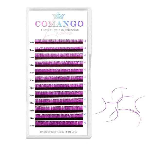CoMango Lashes classic colored lash extensions 0.07mm in purple, bright and voluminous for stylish lash looks