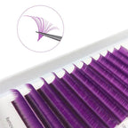 CoMango Lashes easy fans colored lash extensions in purple, bold volume lashes for unique and fashionable lash designs