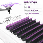 CoMango Lashes easy fans ombre purple lash extensions 0.07mm, soft blooming lashes for bold and creative lash looks