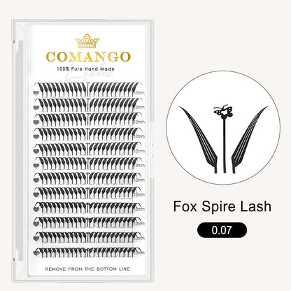CoMango Lashes Fox Spire anime lash extensions 0.07, fluffy spiky design for dramatic manga effect and anime-inspired lash looks