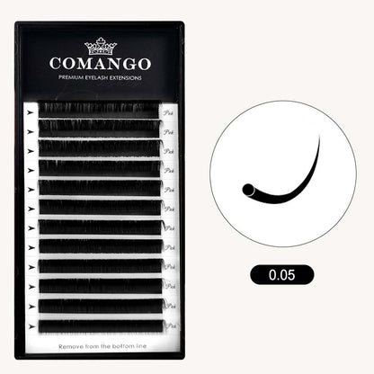 CoMango Lashes high-quality 0.05 classic volume lashes extensions in matte black for salon lash artists
