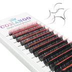 CoMango Lashes ombre classic lash extensions 0.07mm in orange-red gradient, vibrant colorful lashes for eye-catching lash effects