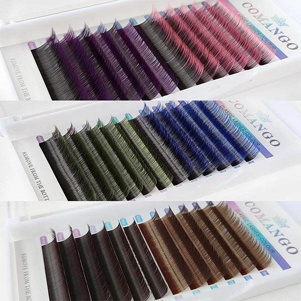 CoMango Lashes two-color classic lash extensions 0.07mm, professional dual-tone lashes for unique gradient lash styling