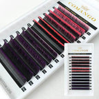 CoMango Lashes two-color easy fans lash extensions 0.07mm in ombre pink & ombre purple, vibrant blooming dual-tone lashes for bold and stylish lash sets