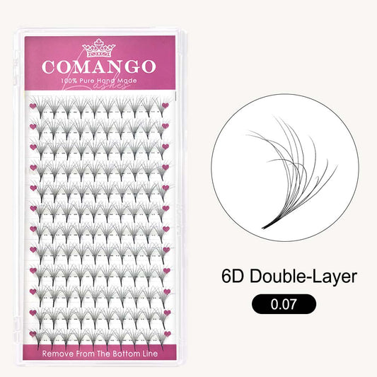 CoMango Lashes 6D double-layer fluffy premade volume fans 0.07 lash extensions tray for professional eyelash application